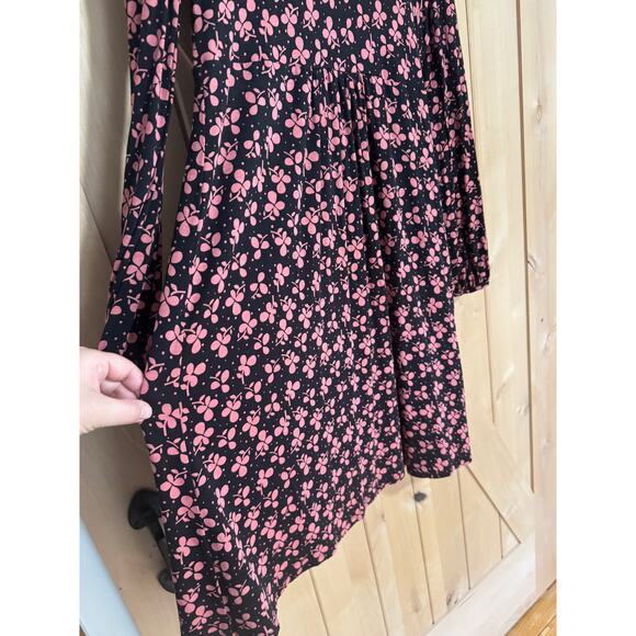 Boden | Hattie Clover Print Long Sleeve Black Pink Jersey Dress | Size 12 - Picture 4 of 13